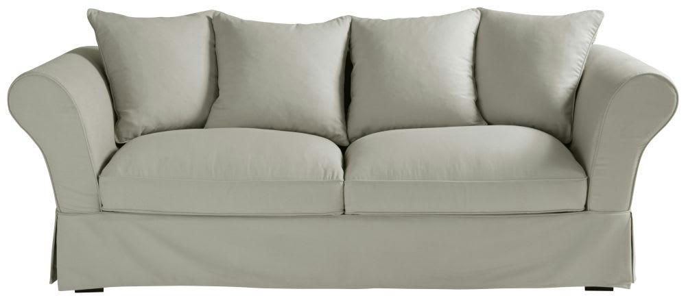 Roma - Housse de canapé fixe et convertible 3/4 places (matelas 6 cm) gris clair