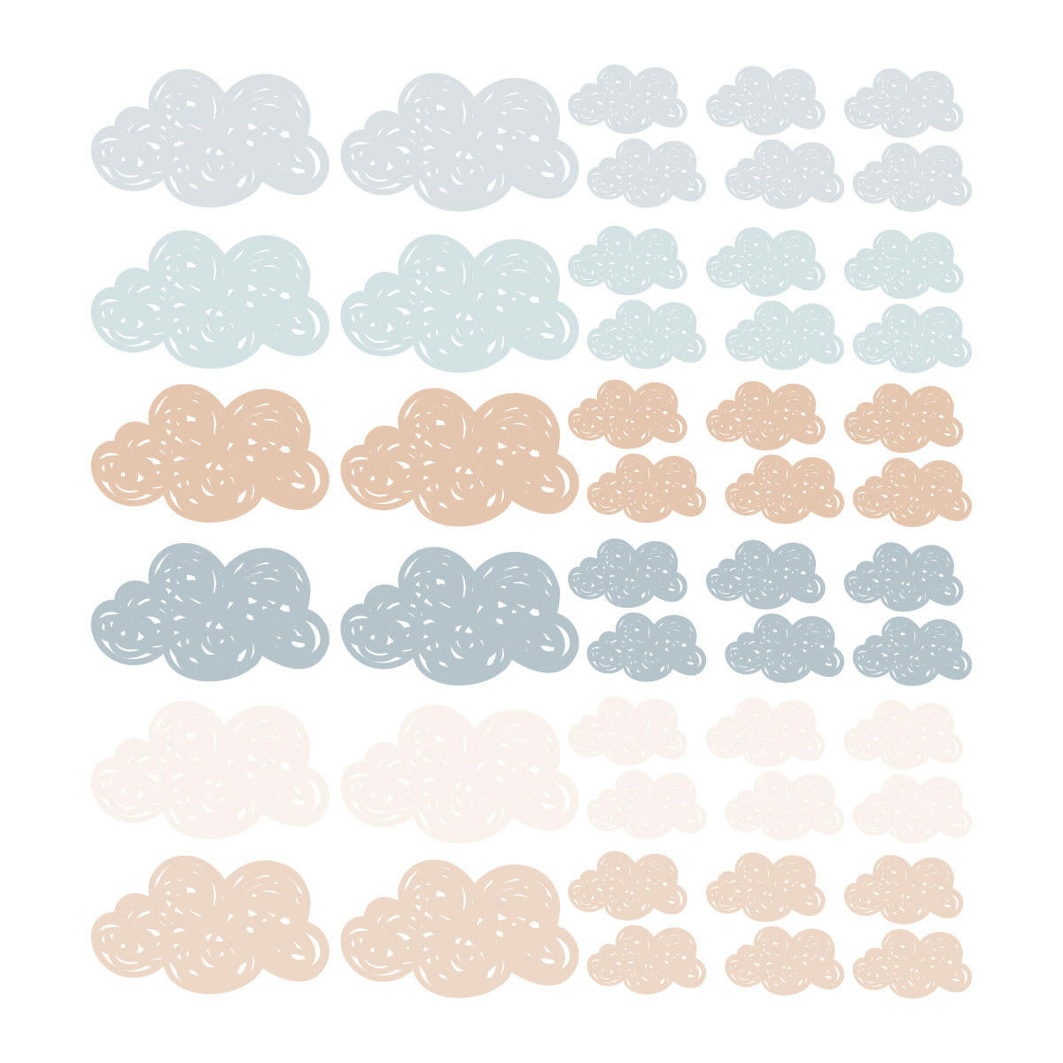 CLOUDS - Stickers muraux en vinyle petits nuages bleu et beige