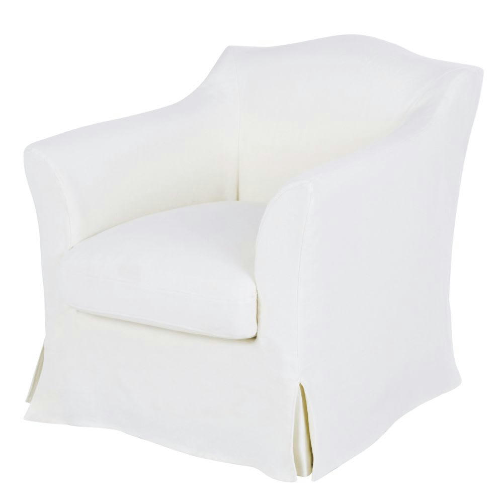 Anaelle - Fauteuil en lin froissé blanc