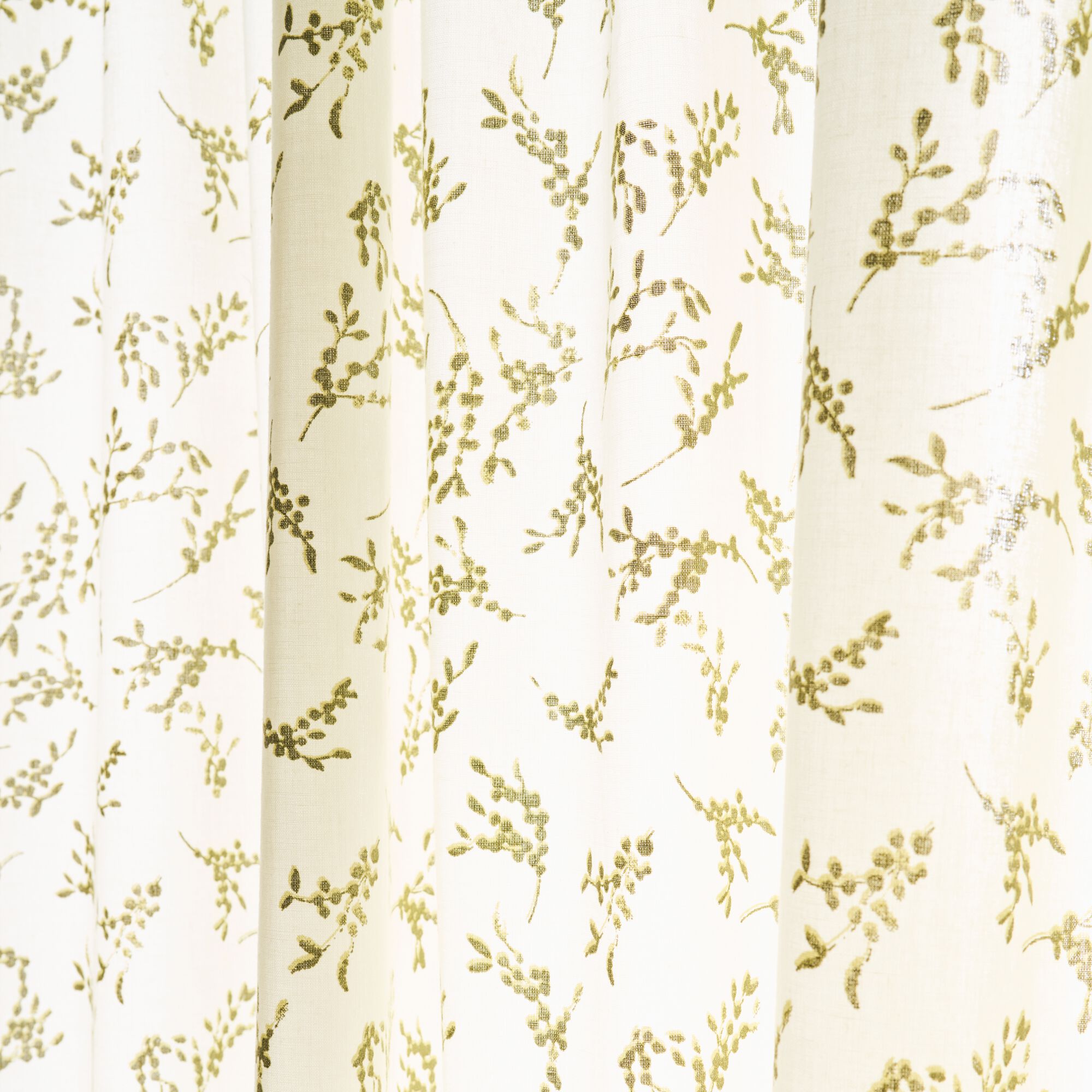 BAIA - Rideau passe-tringle en coton motif végétal 140x250cm - vert