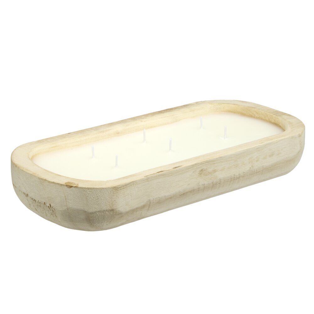 Bougie dans pot en bois grand modèle 30x14xH5,5cm