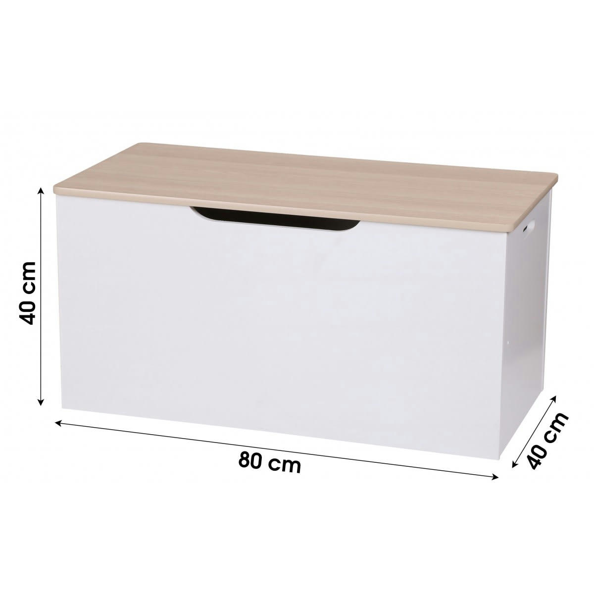 DREAM - Coffre à jouets en bois blanc 80x40x40cm