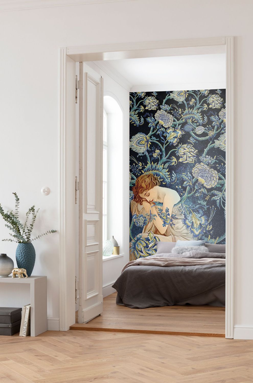 Sanders & Sanders fotobehang art nouveau motief blauw - 200 x 280 cm - 611838