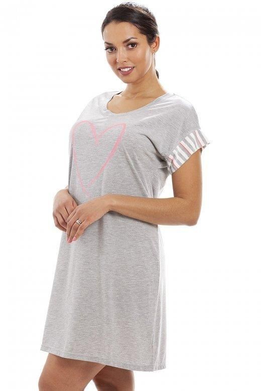 Camille Short Sleeve Plain Nightshirt With Heart Motif