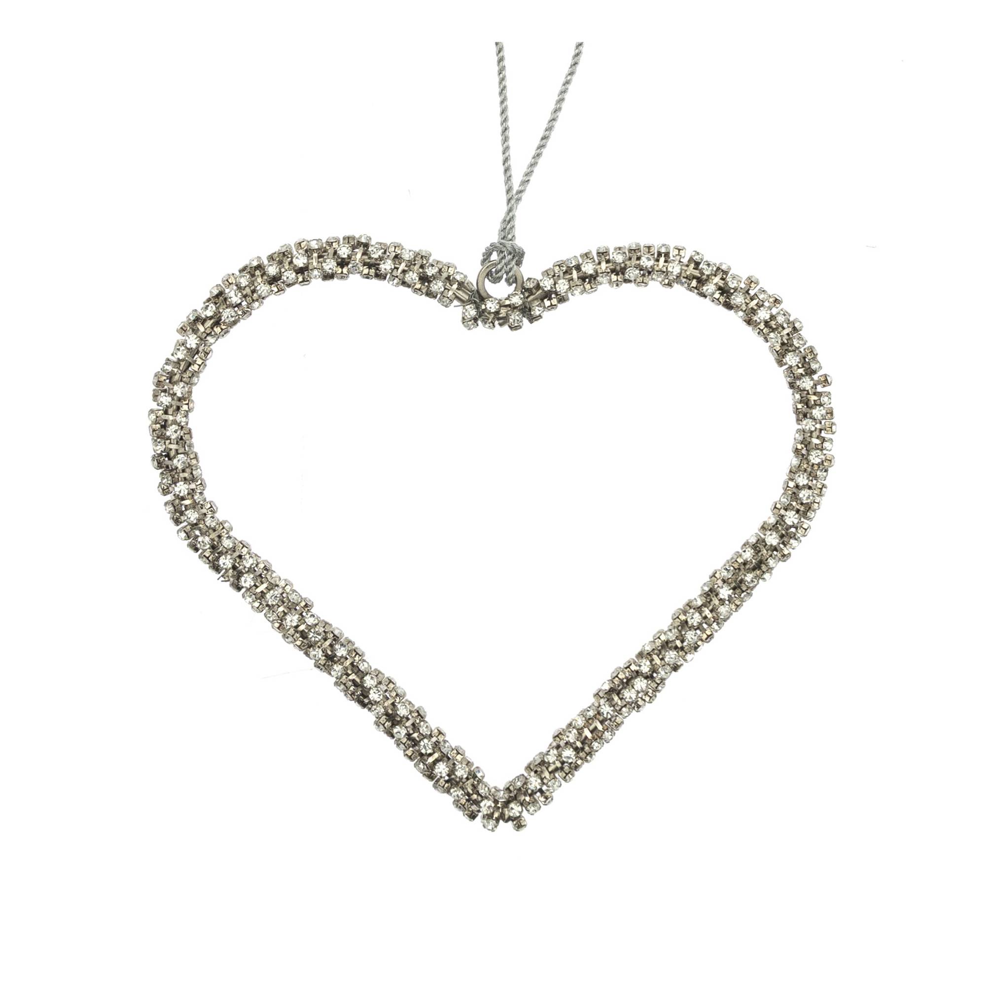 Silver Diamante Hanging Heart 10cm
