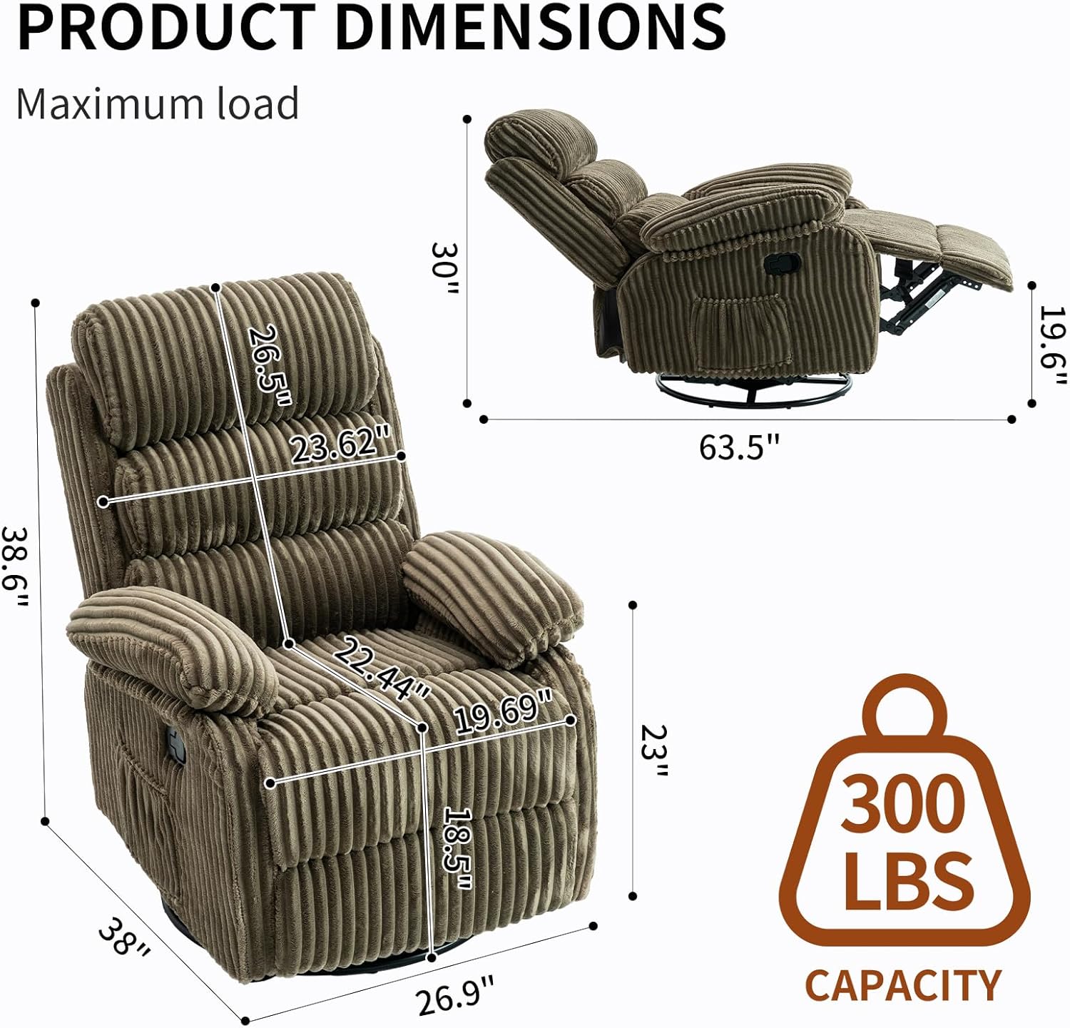 Cloud-Soft Velvet 360° Swivel Rocking Chair Nursery Recliner - High Back Gliding Recliner Chair, Plush Footrest, Supportive Armrests & Side Storage Pocket, Ideal for Nursery & Living Room, Green