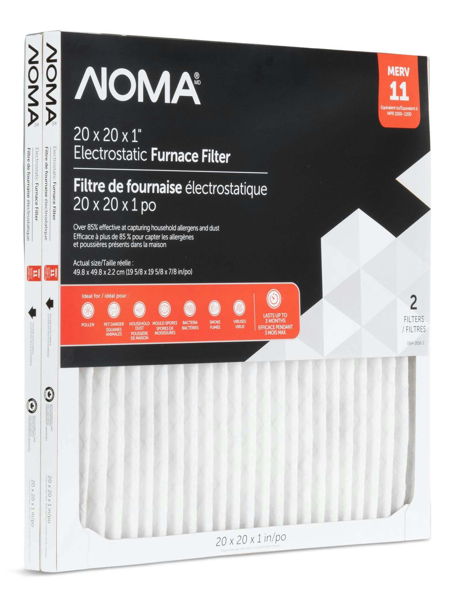 NOMA Merv 11 Furnace Filters, 2-pk, 20 x 20-in