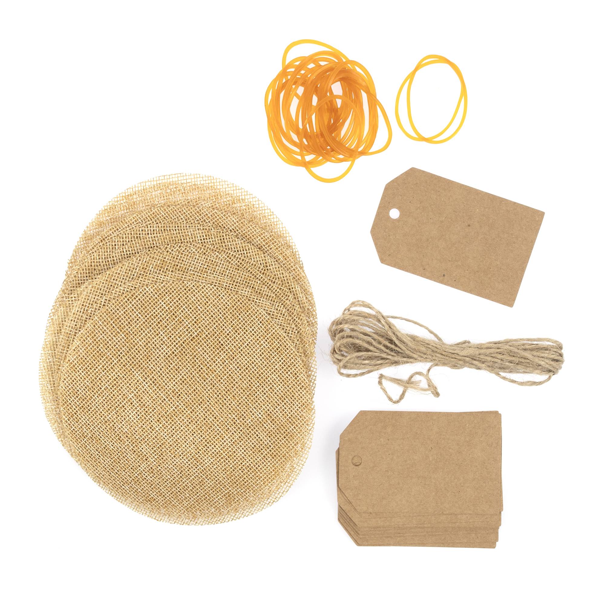 Natural Hessian Jam Jar Topper Kit 24 Pack