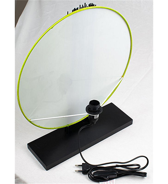 Lampe a poser abat jour disque vertical vert wenge deco zen salon chambre