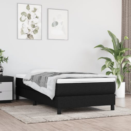 NNEVL Box Spring Bed Frame Black 100x200 cm Fabric