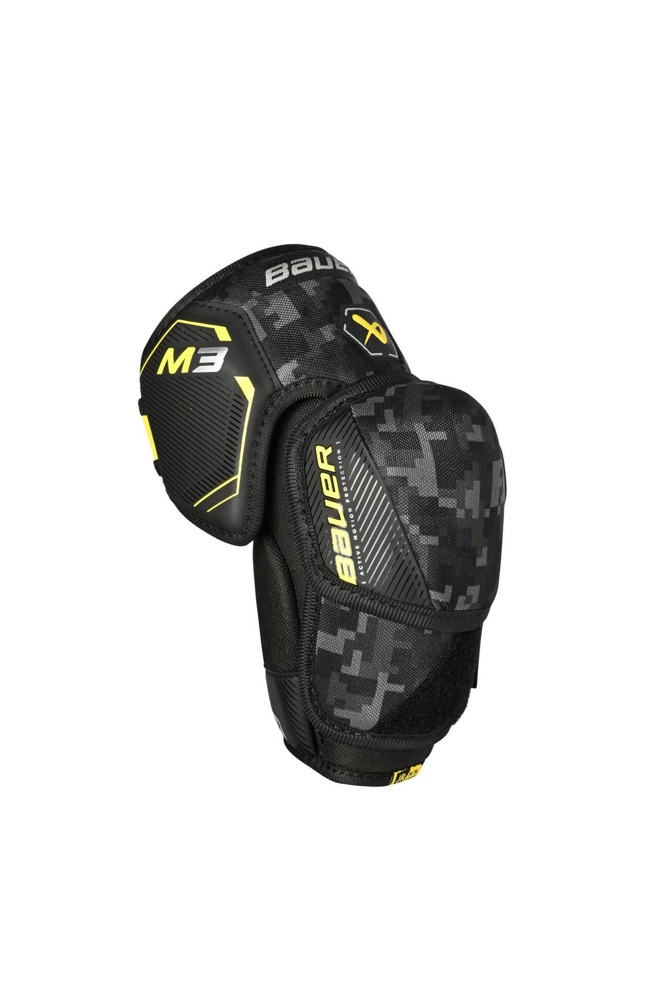 Bauer Supreme M3 Hockey Elbow Pads, Junior, Black/Yellow, Assorted Sizes