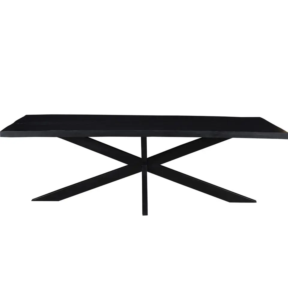 Livingfurn - e Zwart Eetkamertafel - - Mango Hout - 220 cm