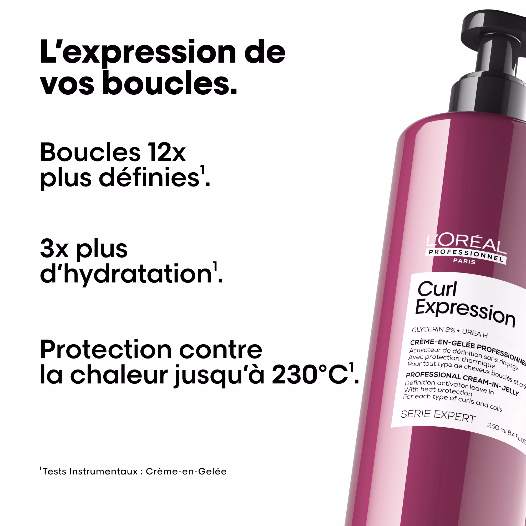 SERIE EXPERT CURL EXPRESSIONCrème-en-gelée activatrice de définition sans rinçage avec protection thermique
