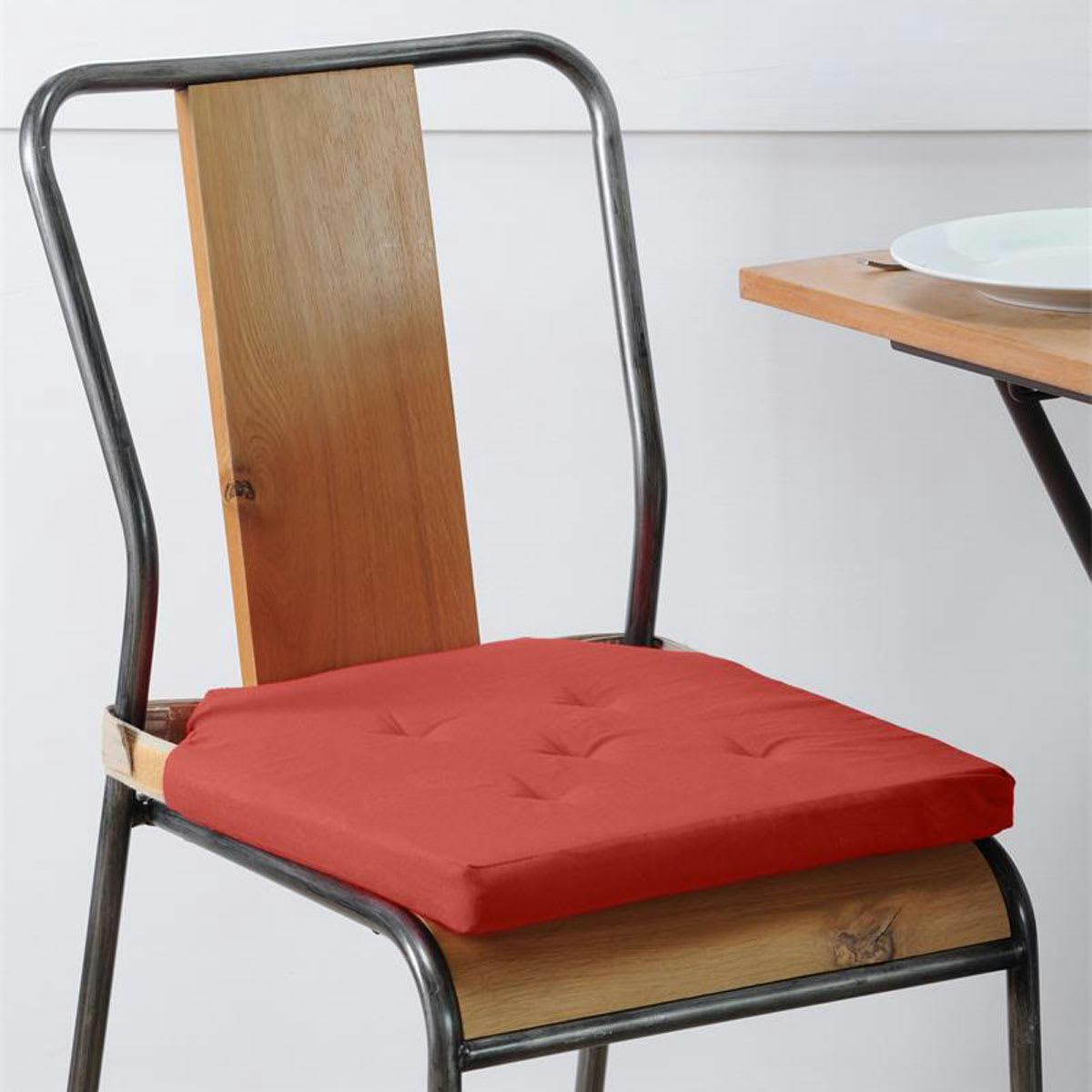 SCRATCHS - Coussin de chaise attaches scratchs terracotta 38x38