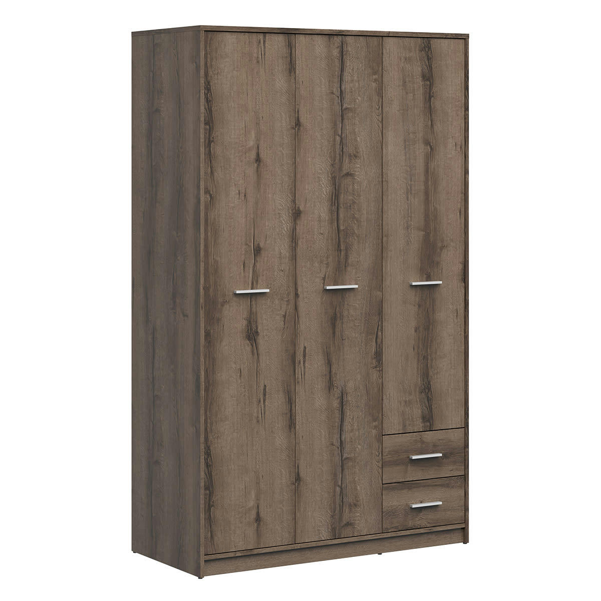 - Armoire 3 portes 2 tiroirs stratifiés naturel foncé