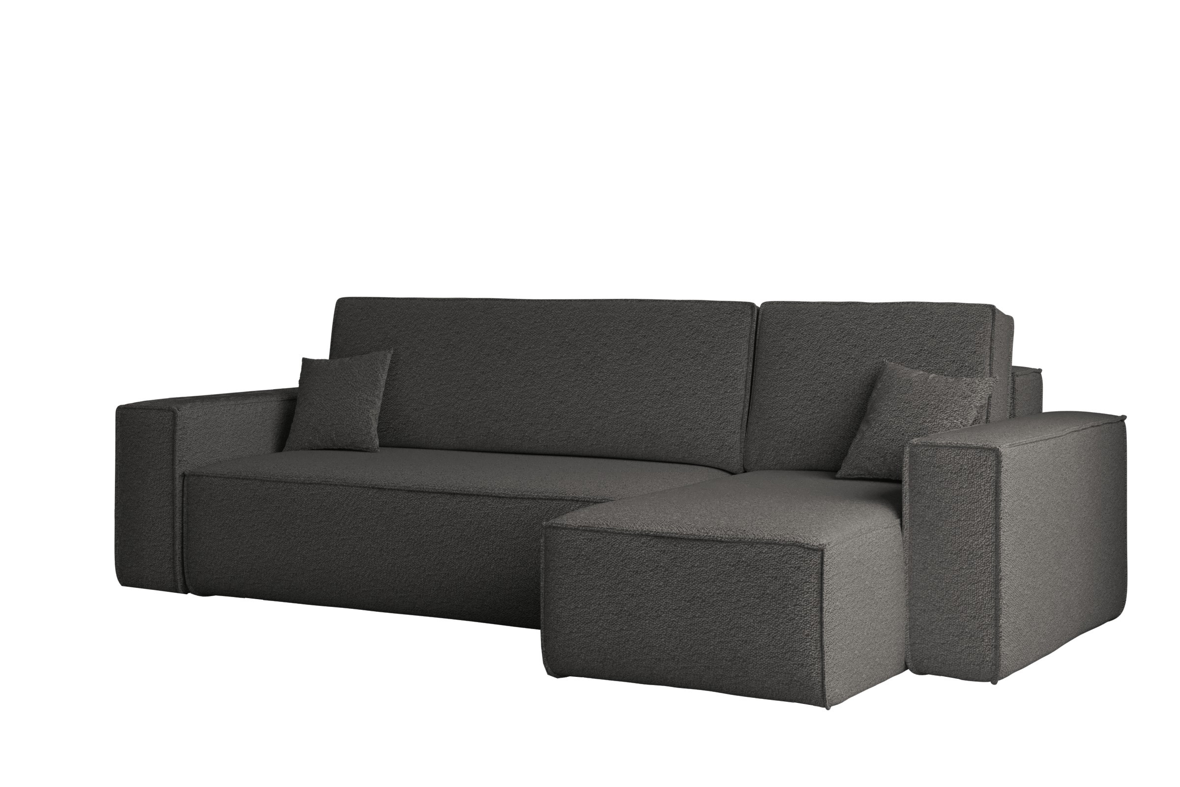 Sofa w kształcie L BEST, tkanina Abriamo, Grafitowy Prawostronny