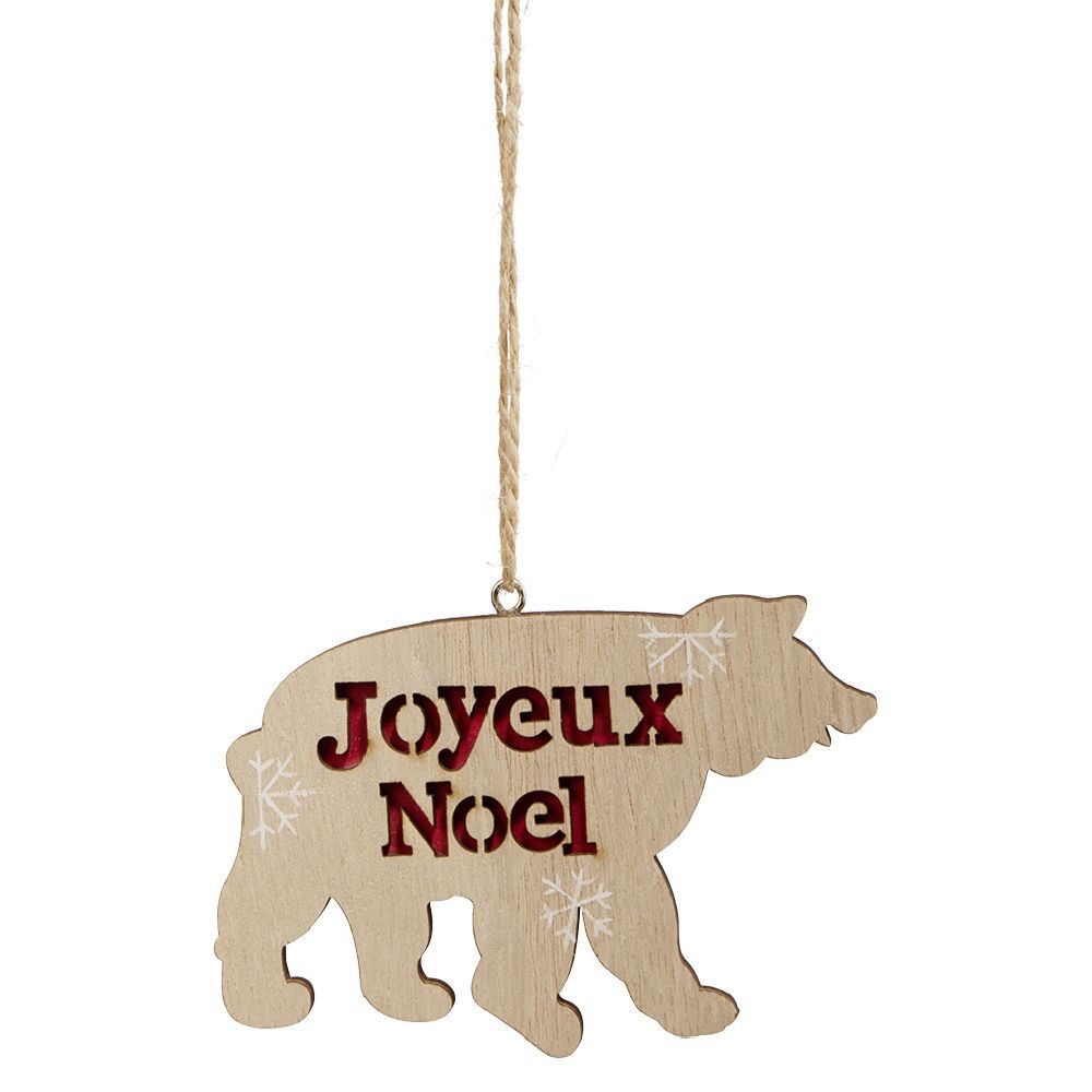 Décoration de No&euml;l ours en bois à suspendre H.7 cm
