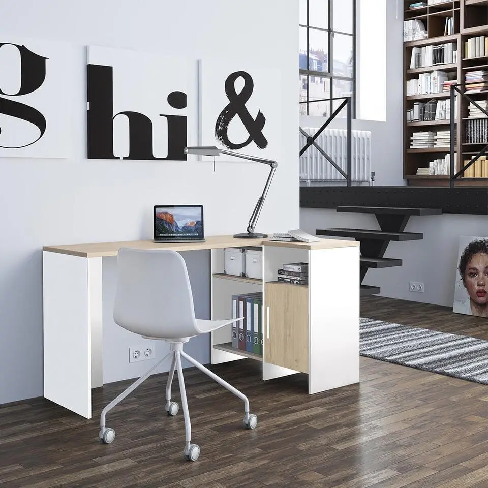 CALICOSY - Liverpool industrieel hoekbureau - 76x136x88 cm