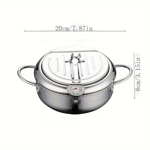 NNETM Tempura Stainless Steel Fryer Pot with Thermometer