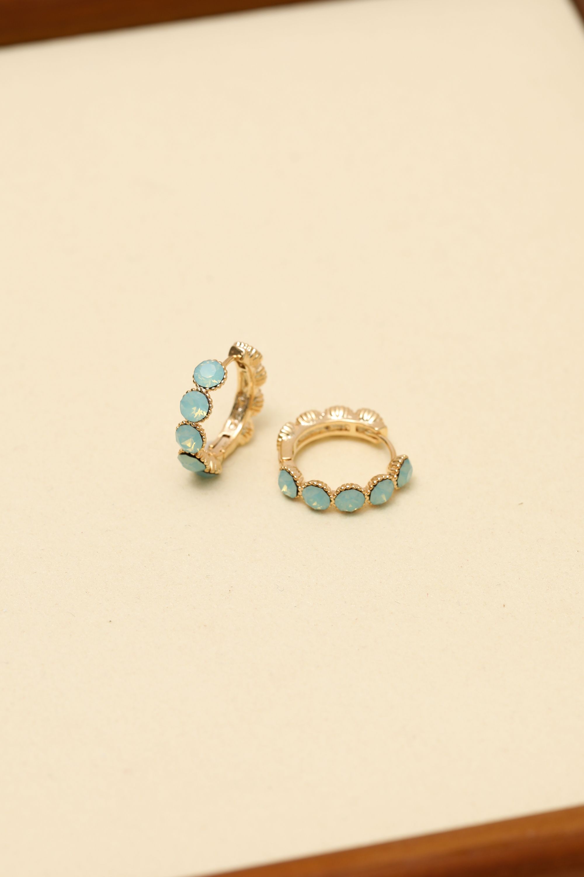 Jon Richard Gold Plated and Blue Round Hoop Earrings