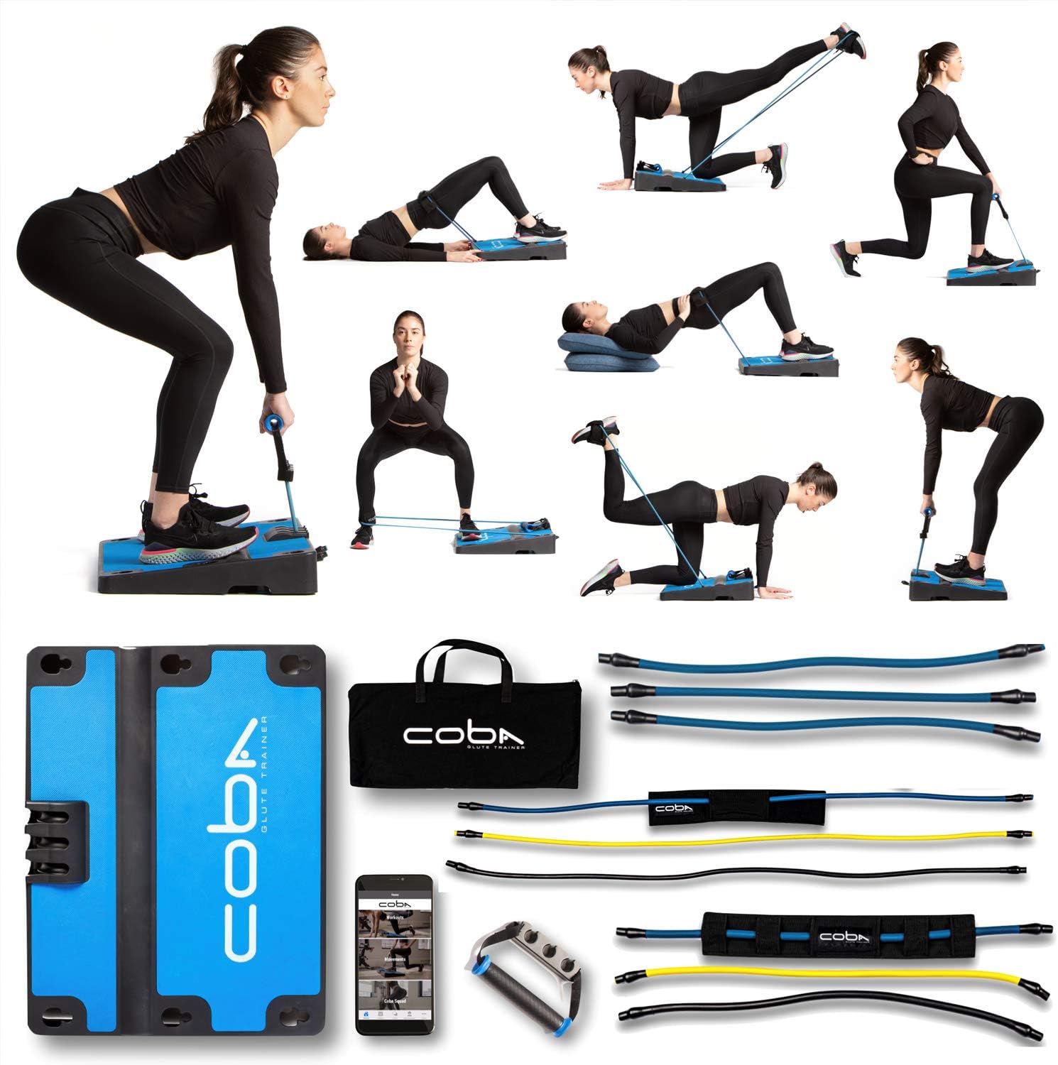 CoBa GLUTE Trainer - Full Home Workout System, Core & Booty Exercise Machine, Resistance Band Full Body Trainer