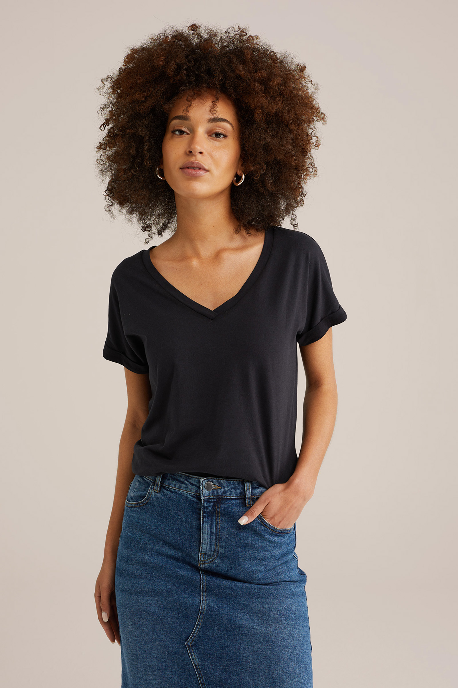 Dames T-shirt met V-hals