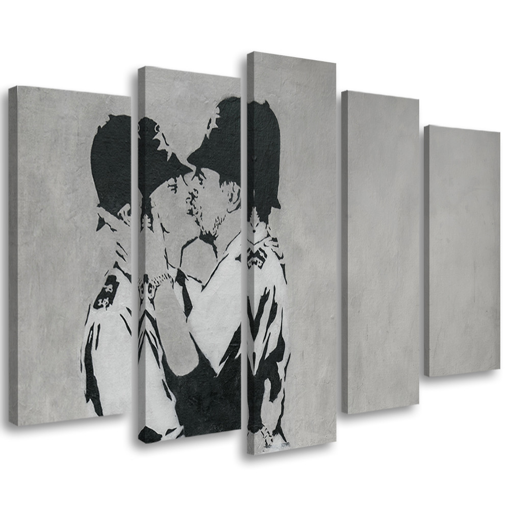 Feeby Obraz 5 częściowy na płótnie Banksy Kissing Coppers