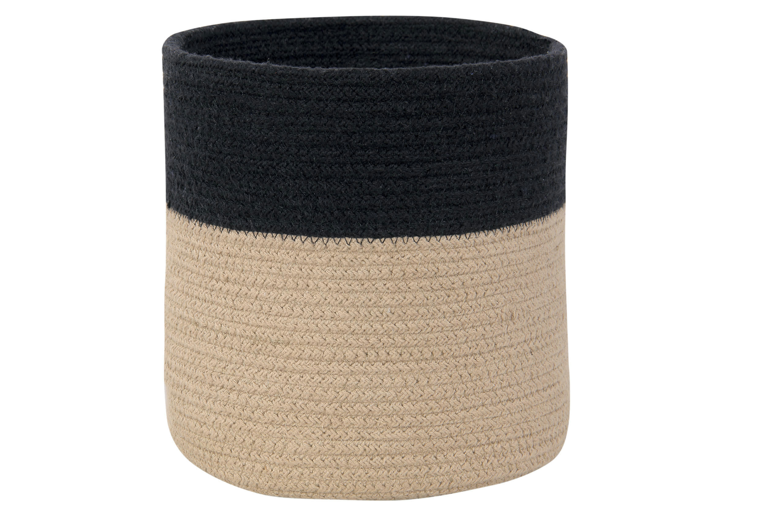 MY LITTLE ONES - Panier bicolore en coton noir et lin 22xØ21