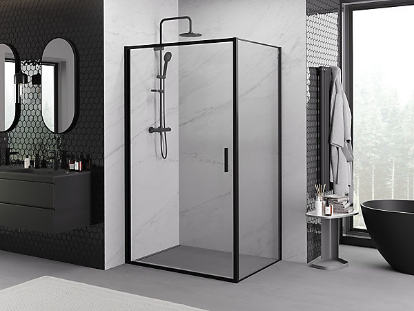 Mexen Exo cabine de douche pivotante 90 x 80 cm, transparent, noir - 817-090-080-70-00