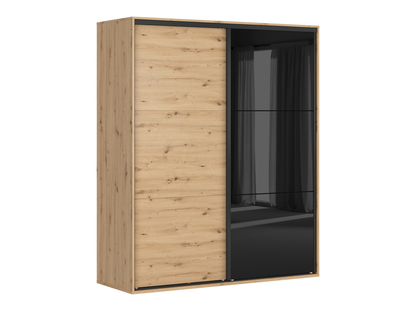 Szafa przesuwna Flex 180 cm dąb artisan/czarny połysk