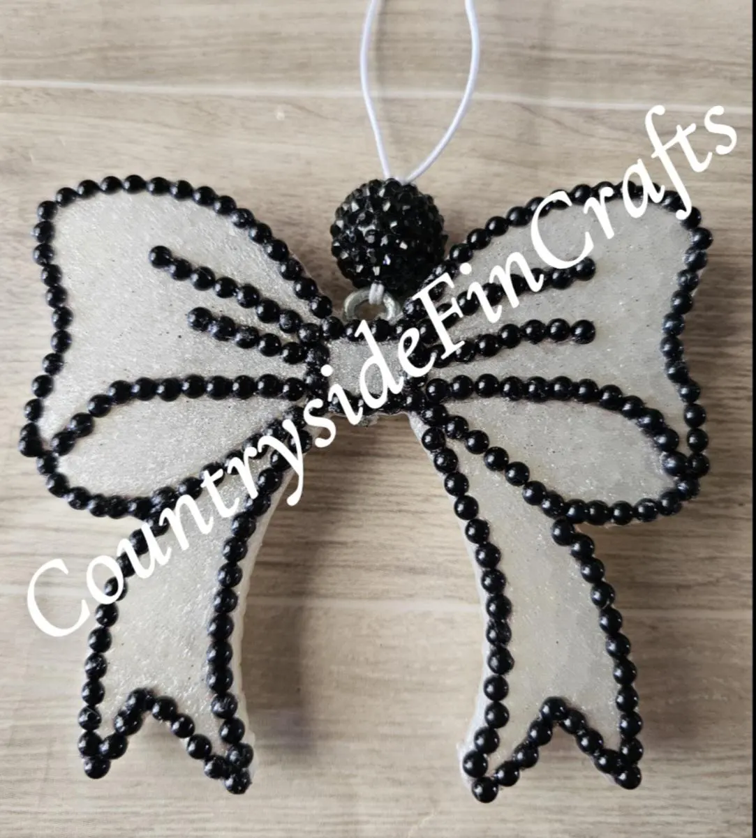 Glitzy rhinestone glitter bow scented car freshner