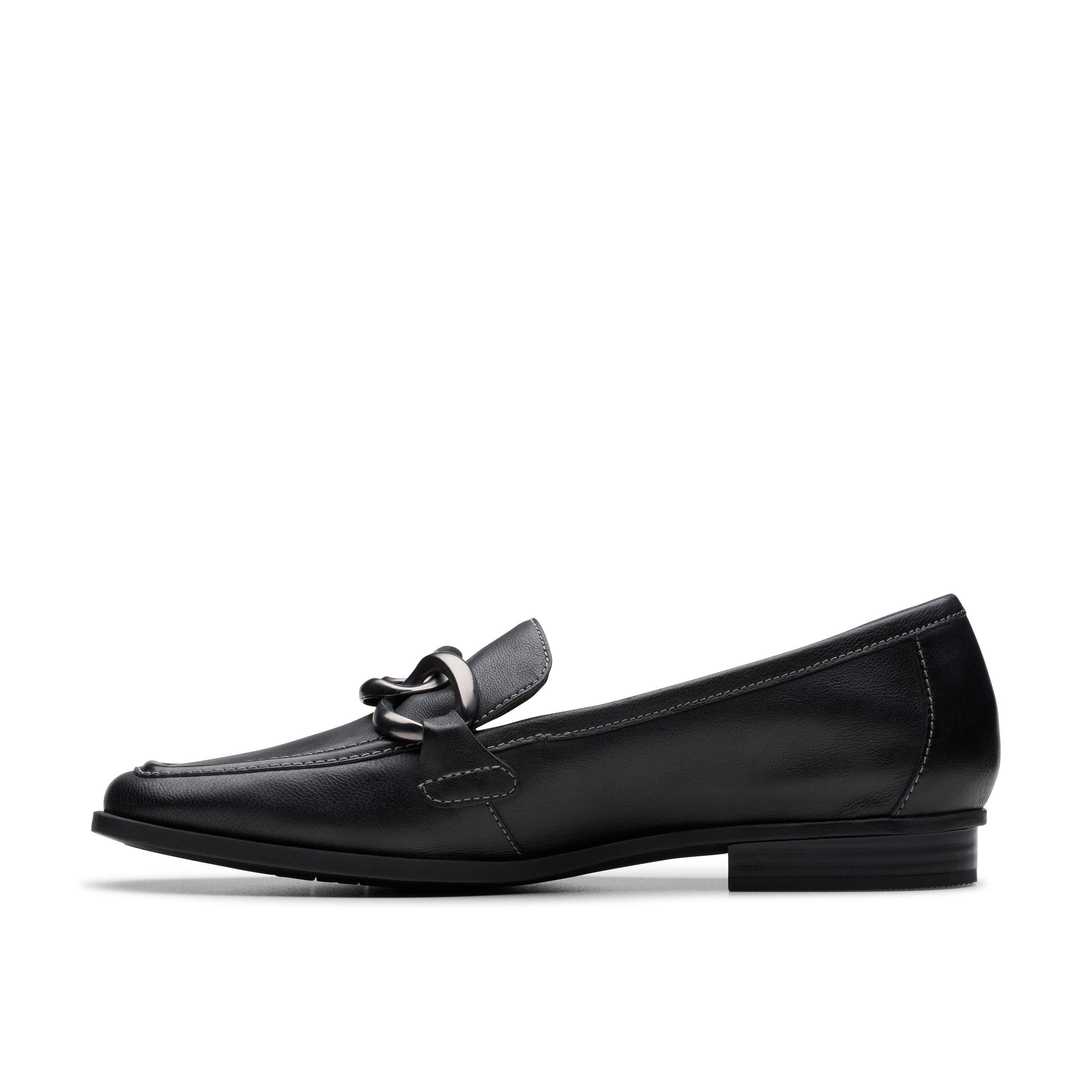 Clarks Sarafyna Iris Loafer Black Soft Slip Ons,Loafers