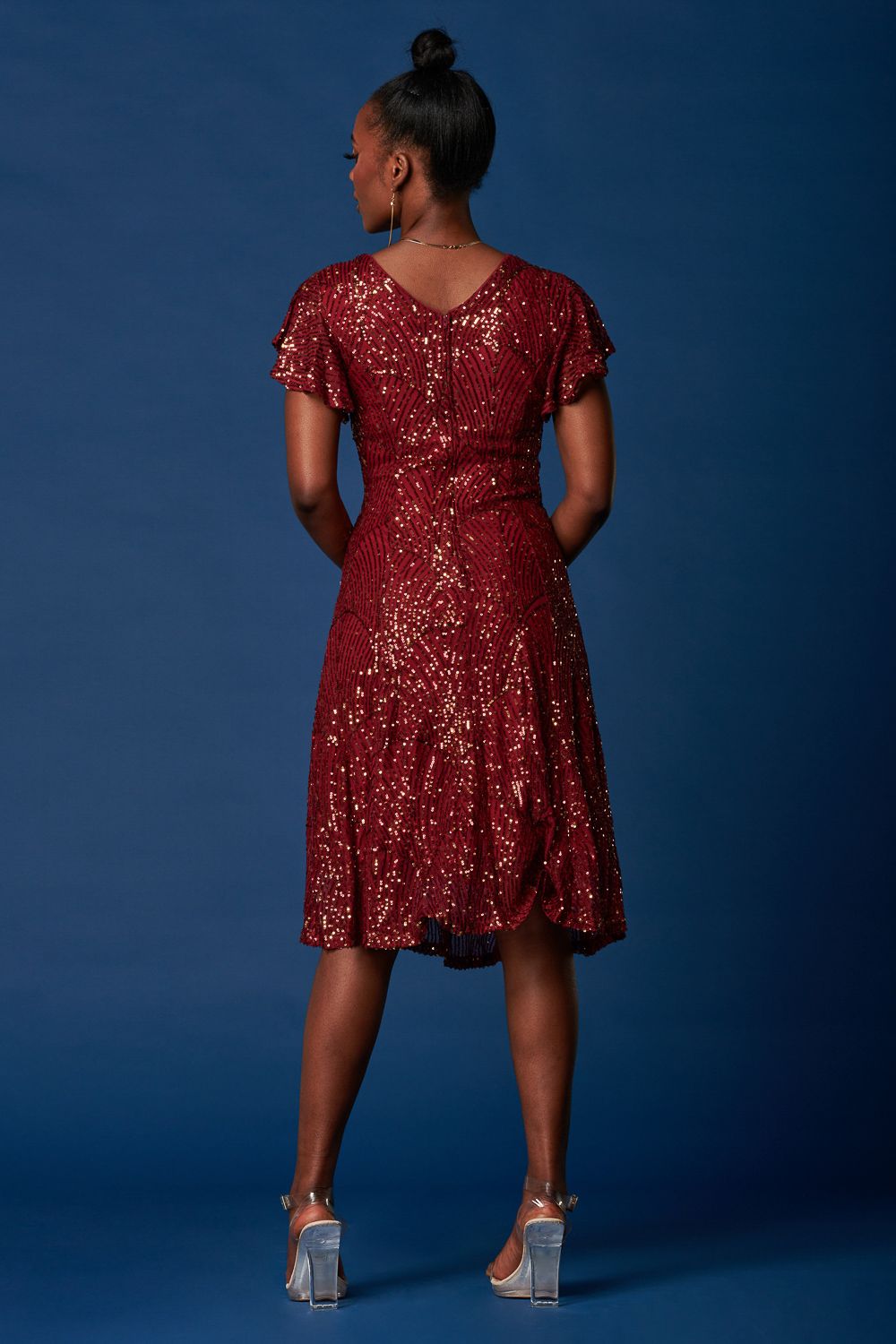 Jolie Moi Sequin Fit & Flare Midi Dress
