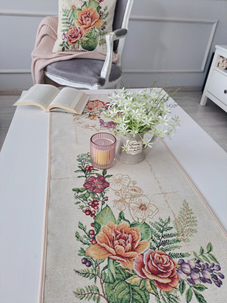 Bieżnik Na Stół 40X100 Cm Dekoracyjny Ozdobny Kwiaty