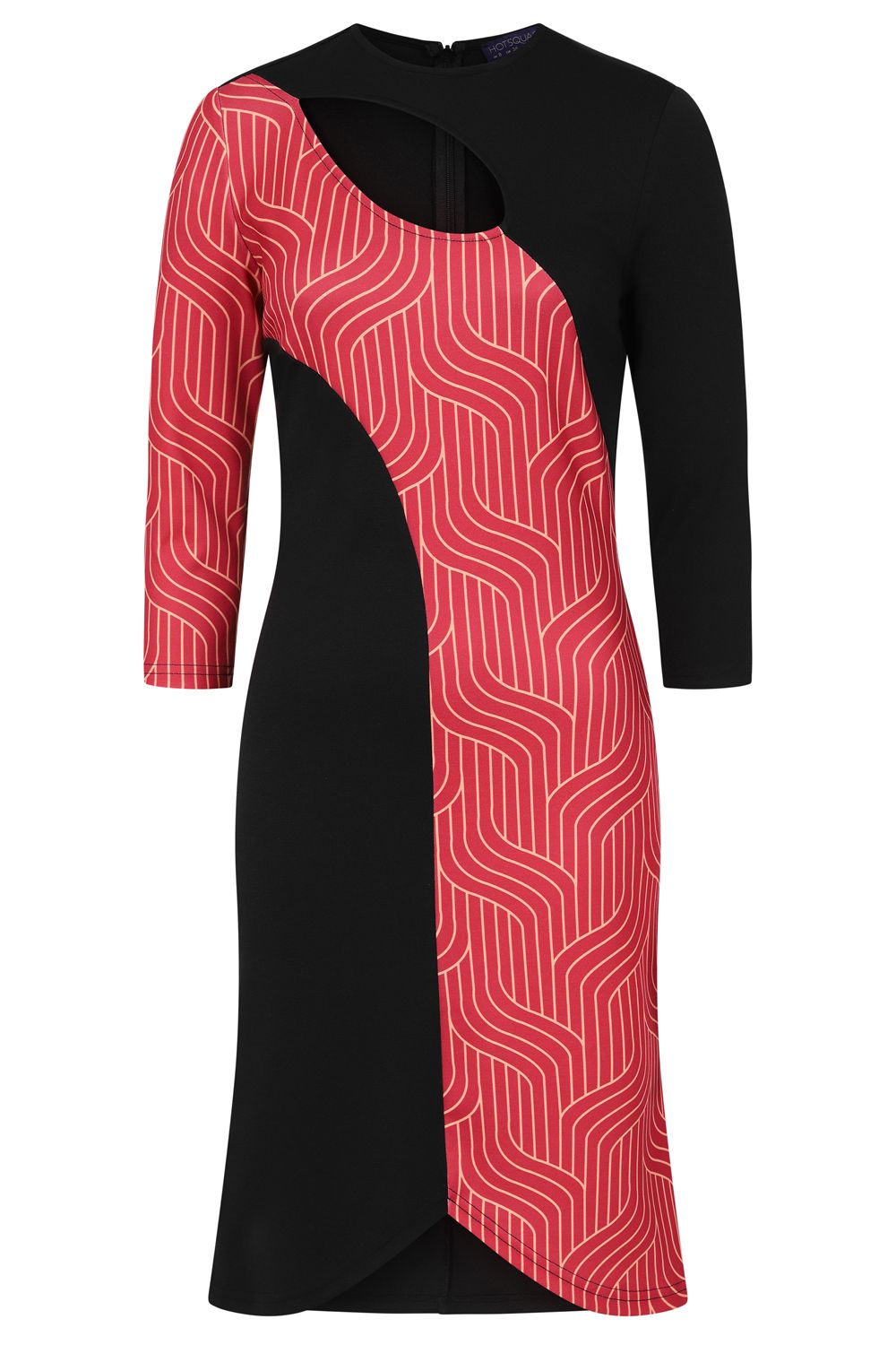 Hot Squash Asymmetric Keyhole Dress