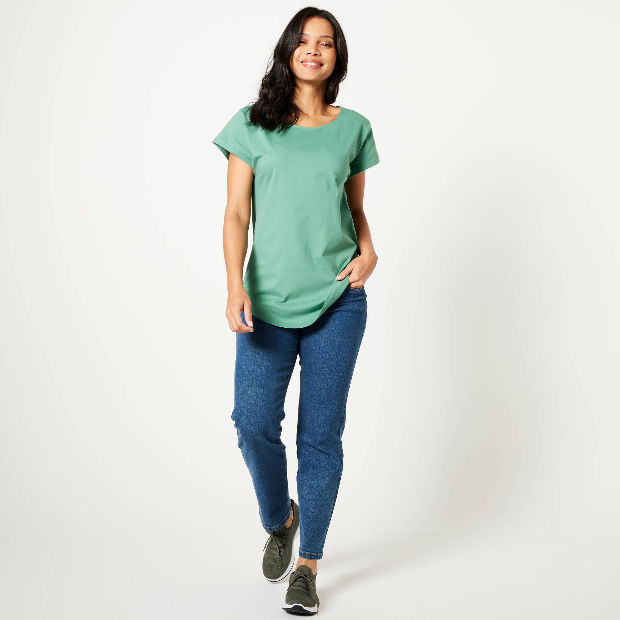 T-shirt col rond, manches courtes