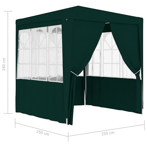 NNEVL Professional Party Tent with Side Walls 2.5x2.5 m Green 90 g/m&sup2;