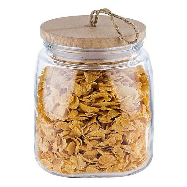 Bocal de conservation en verre avec couvercle en pin - 2 Litres