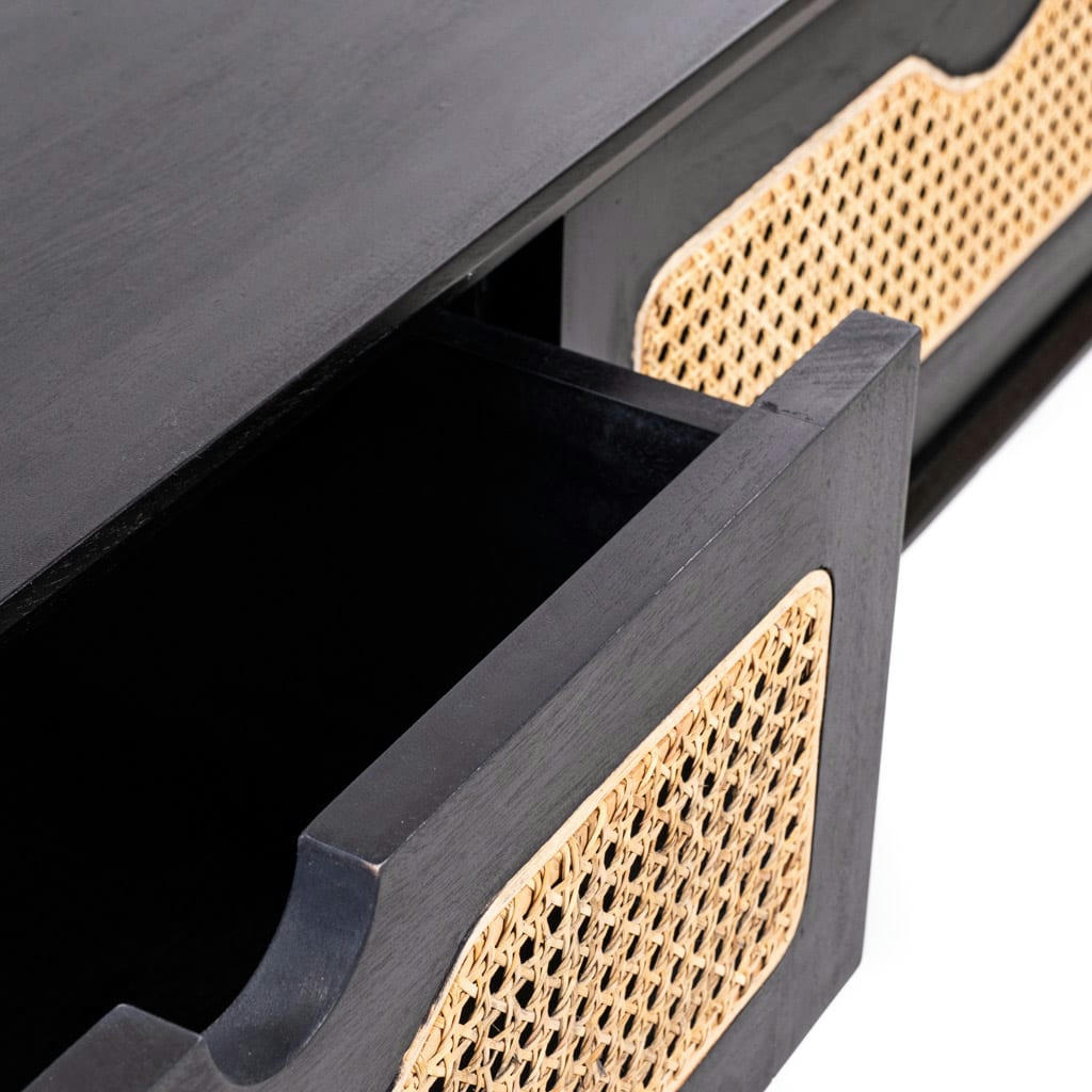 POLKA - Console en bois de manguier et cannage