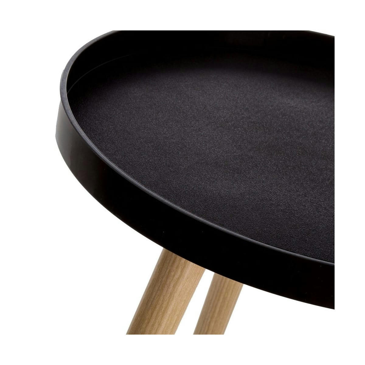 - Table d'appoint bout de canapé bois et polypropylène noir 40x40x43,5cm