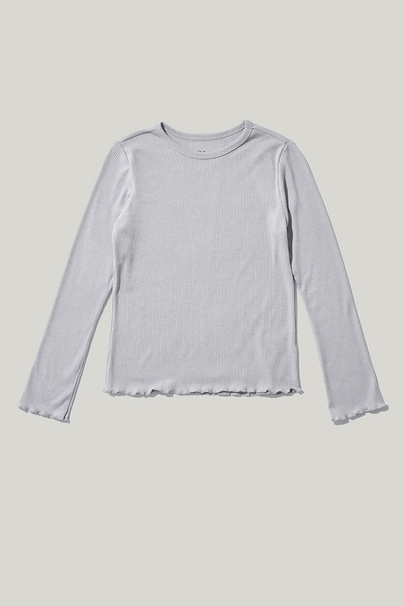 Hello Franki Everly Long Sleeve Lettuce Edge T-Shirt for girls Heather Gray