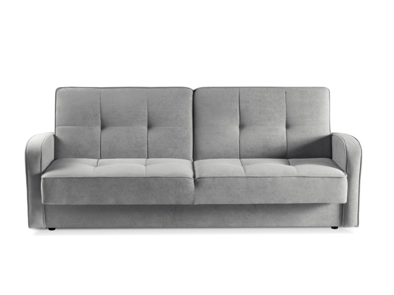 Pikowana sofa PARIS szara z pojemnikiem na pościel i wygodnym siedziskiem