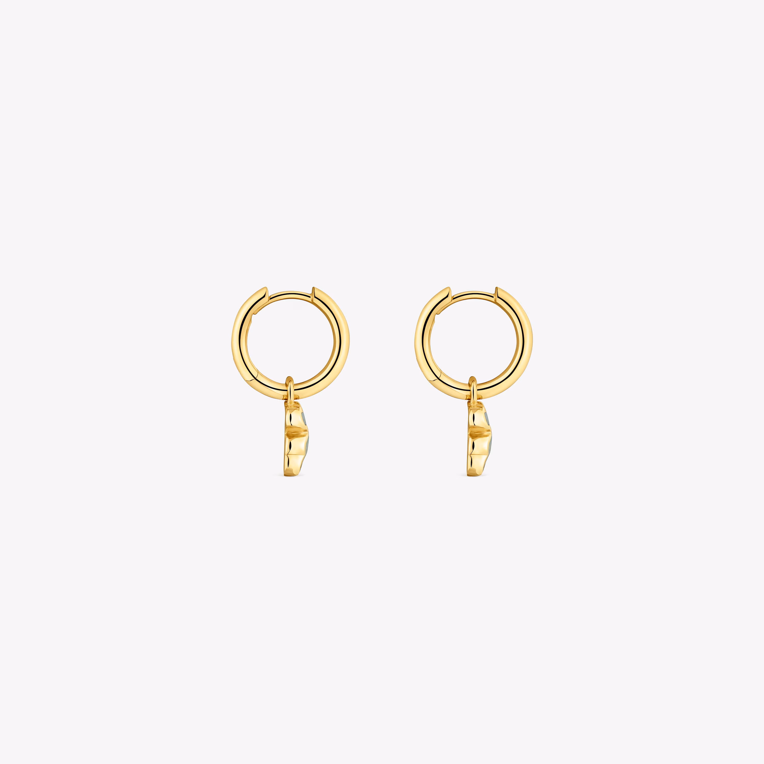 Pendientes aro con baño de oro 18 kt sobre plata y zafiro verde mint creado en laboratorio Icon Color LGG