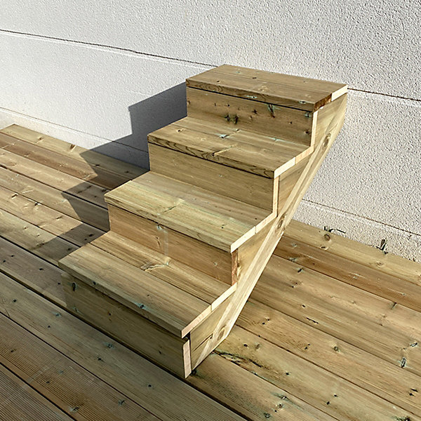 BERLIN Escalier extérieur bois 4 marches H 71cm L-60cm - avec contre marche