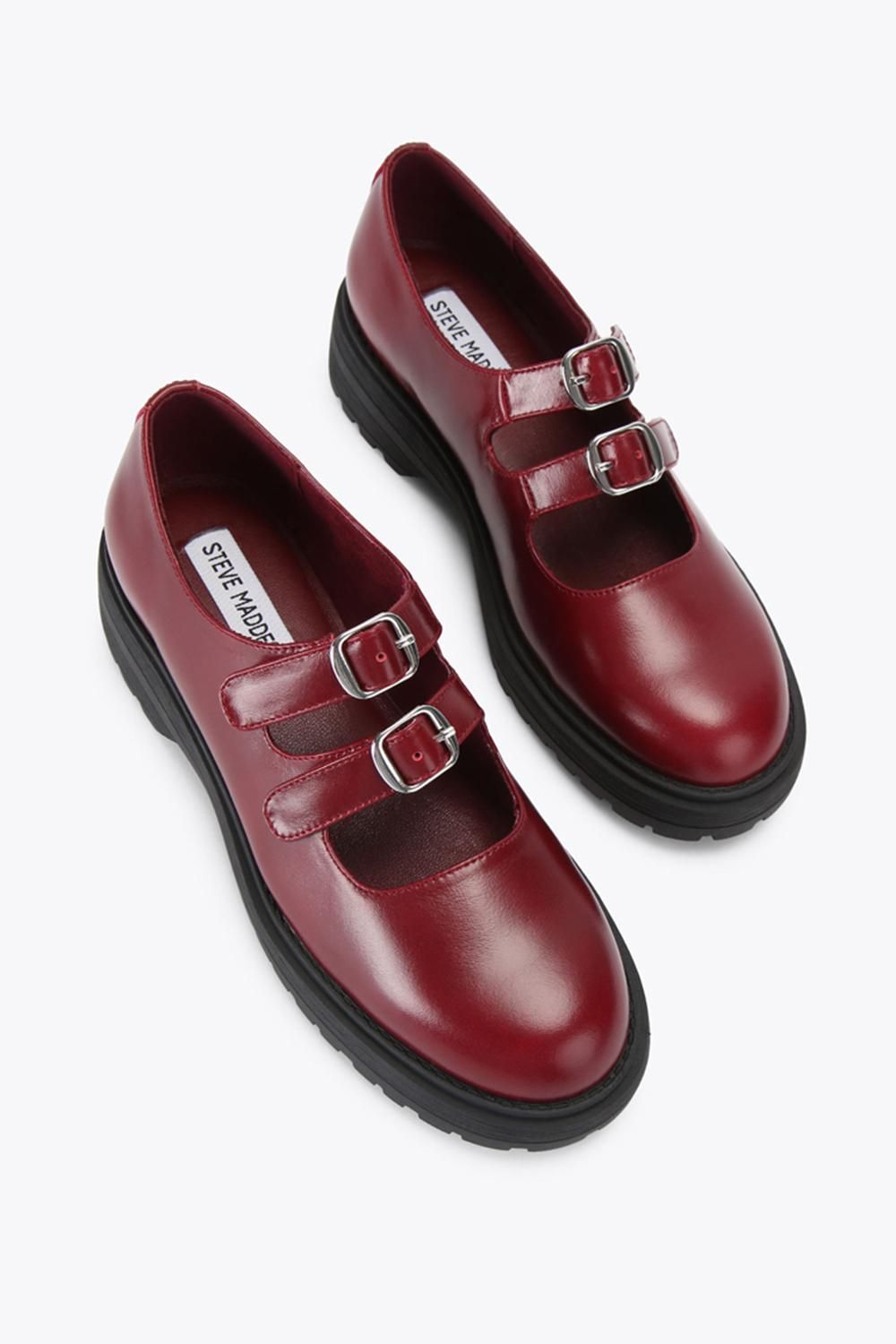 STEVE MADDEN Alba Burgundy' Leather Flats