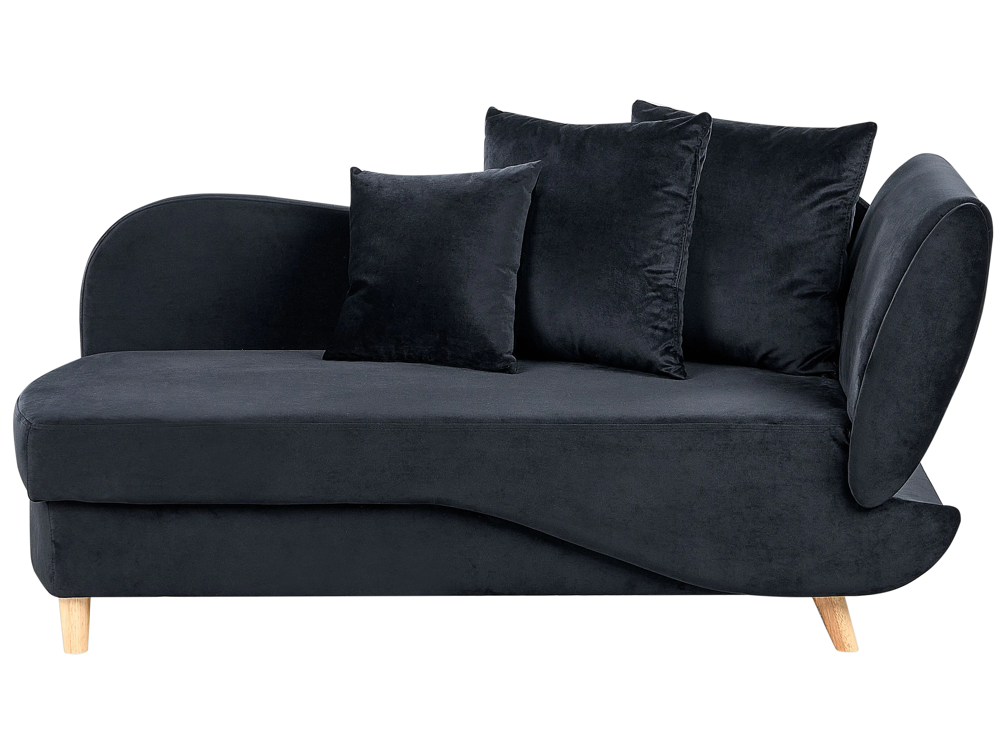 Left-Hand Chaise Longue MERI Velvet Black with Storage
