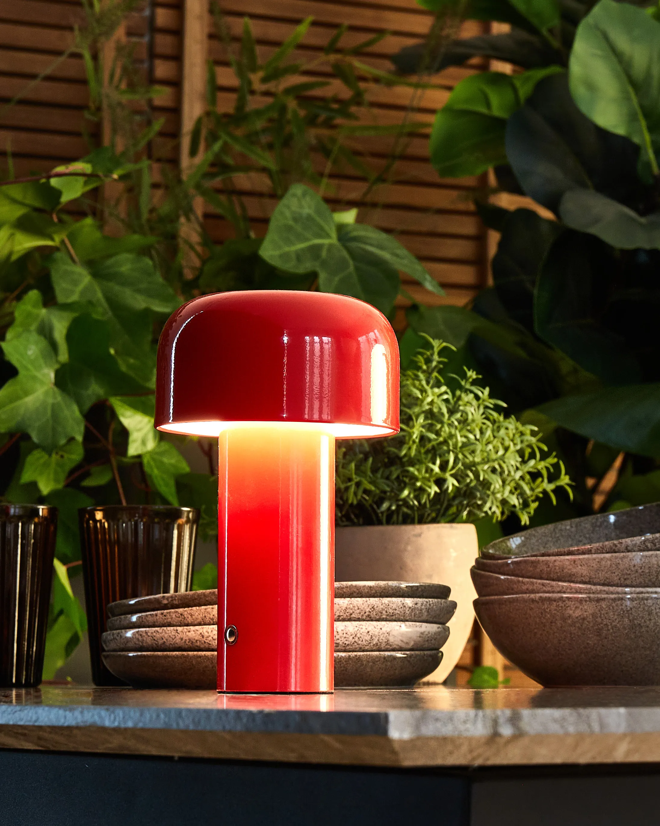 Wireless LED Table Lamp BESOS with Dimmer Metal Red