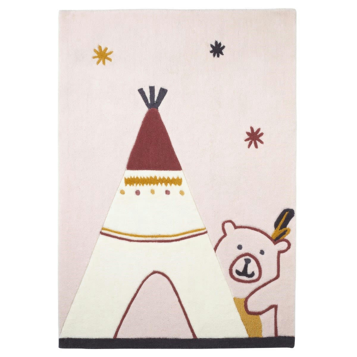 TIMOUKI - Tapis de chambre enfant Tipi 130x90cm en acrylique beige