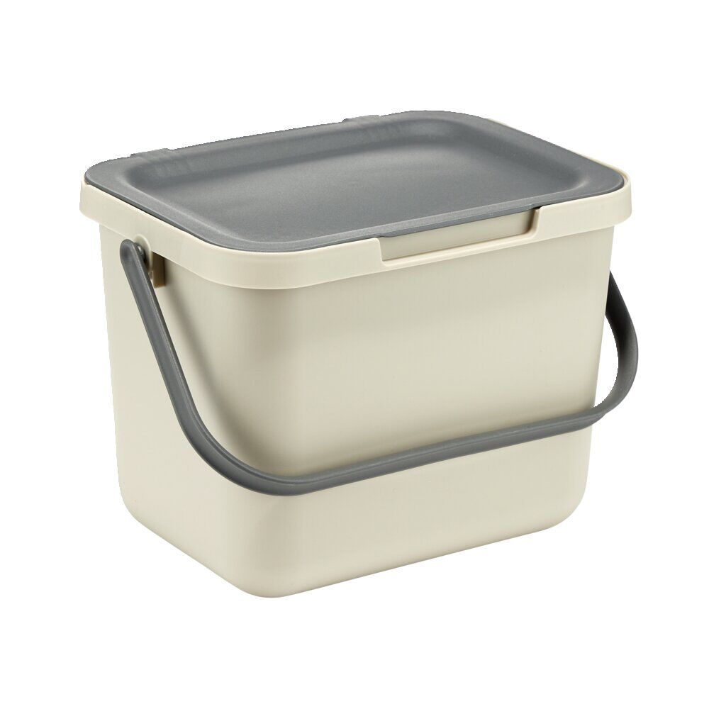 Poubelle à compost 6L plastique gris et beige 25,5x19xH18,5cm