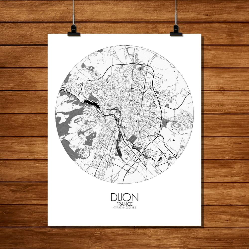 - Affiche Dijon Carte ronde 40x50